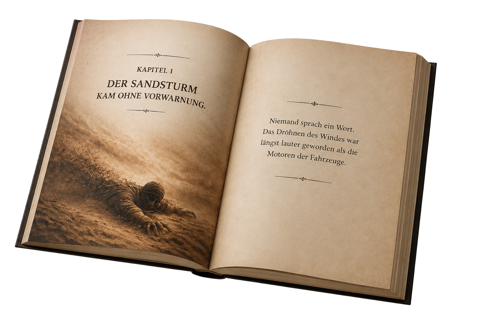Aufgeschlagenes Buch mit einer Leseprobe